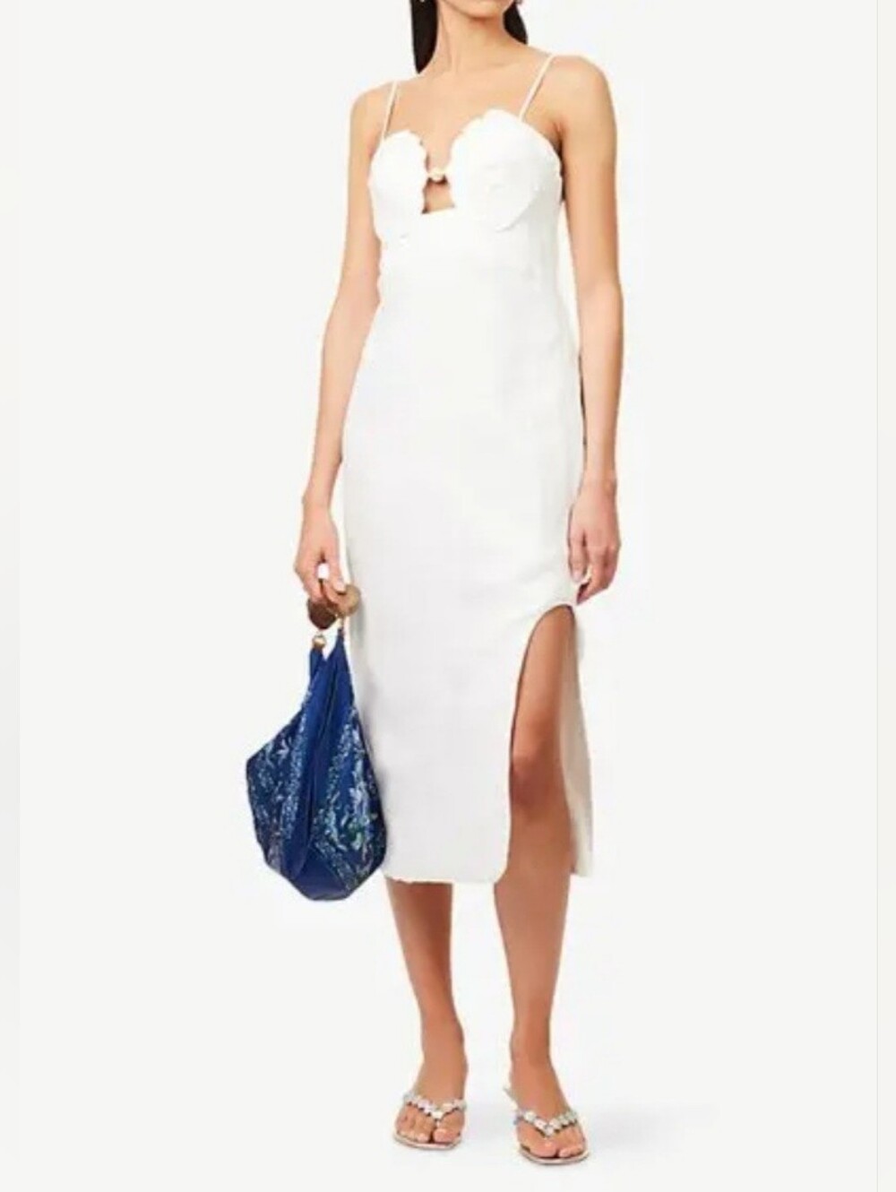 Farm Rio Linen Blend White Midi Dress